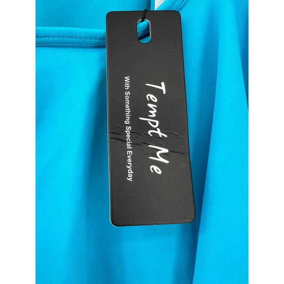 NEW Tempt Me Bathing Suit One Piece Turquoise Blue Ruffle Front Women's Size S - Picture 5 of 10